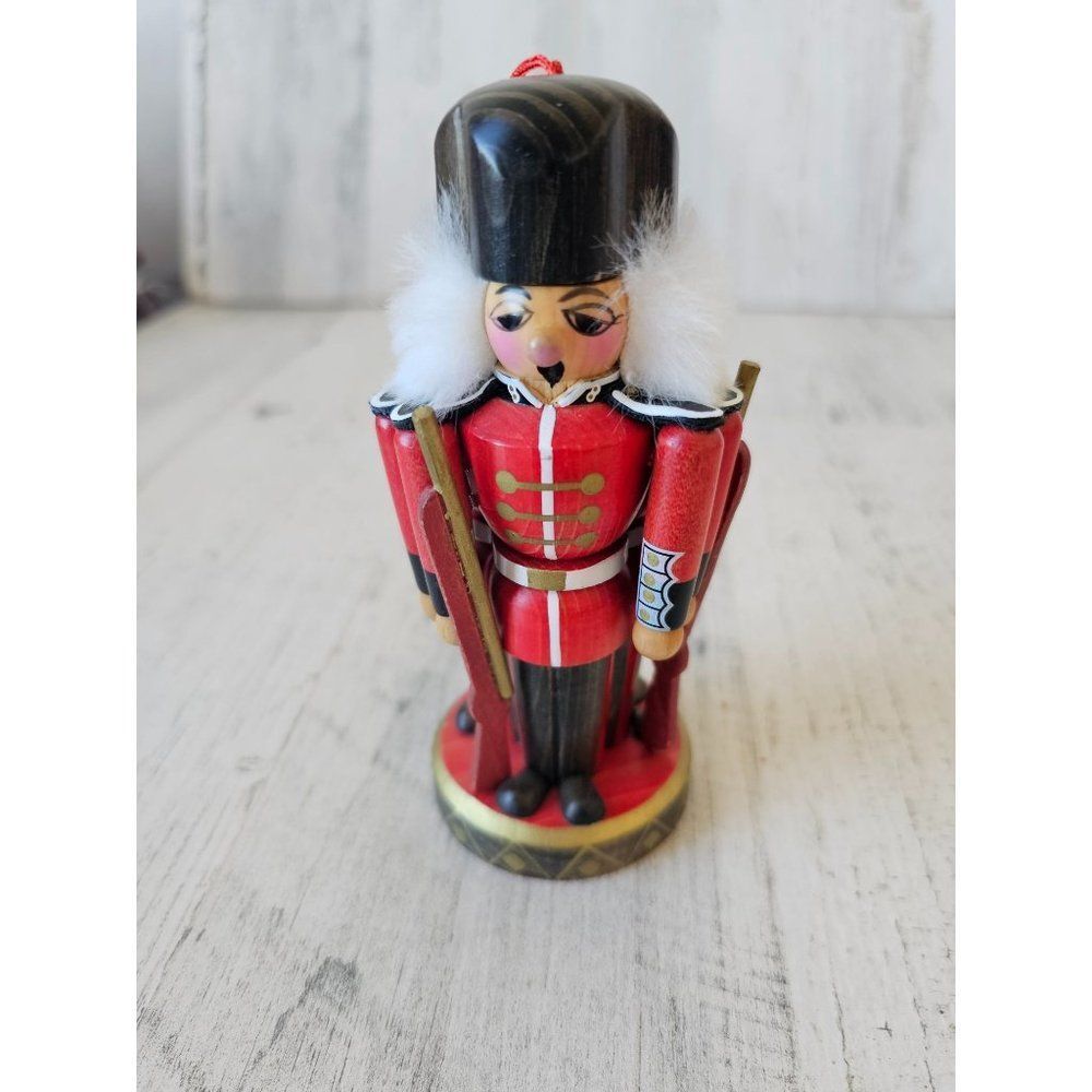Wooden nutcracker ornament unique Xmas tree vintage